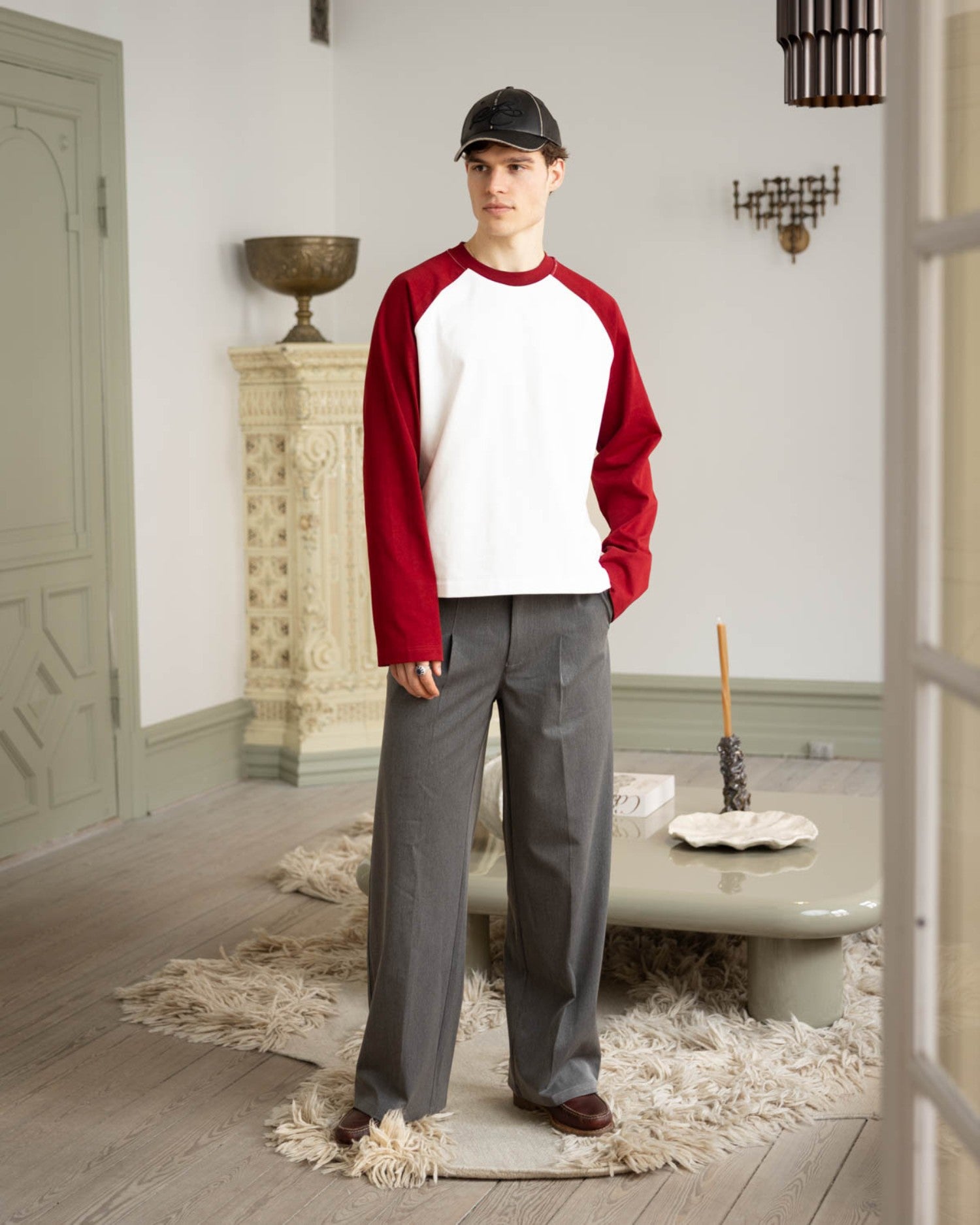 Raglan Longsleeve T-shirt White/Bordeaux